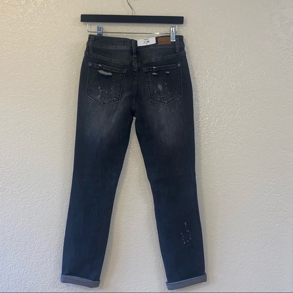 Judy Blue Black Bleach Splatter Destroyed Boyfriend Jeans - Picture 6 of 14